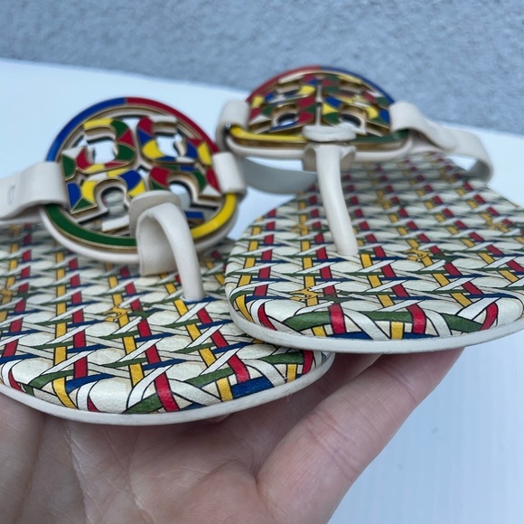 Tory Burch tory ENAMEL MILLER SOFT SANDAL in Basket Weave Combo - Picture 7 of 9